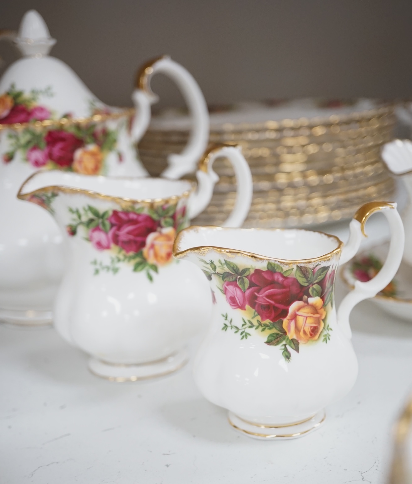 Royal Albert Old Country Roses, part dinner, tea and coffee service. Condition - mostly good